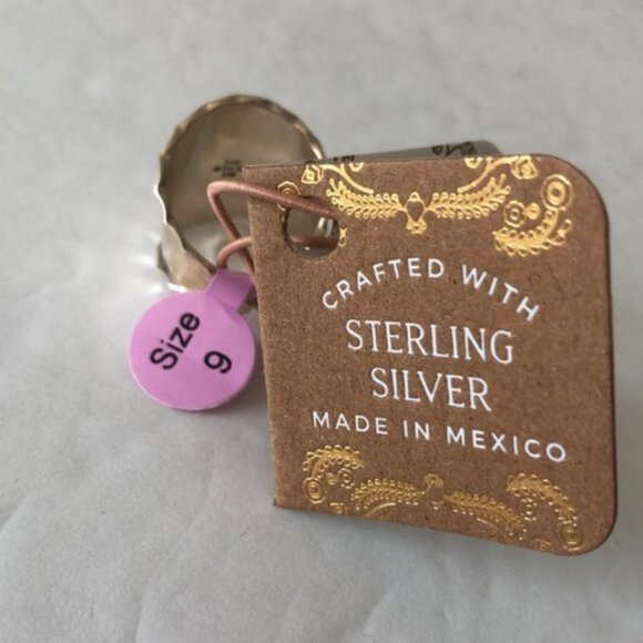 Seed & Sage ATI Sterling Silver 925 Wide Hammered Band Ring Mexico Sz. 9 - Picture 15 of 16